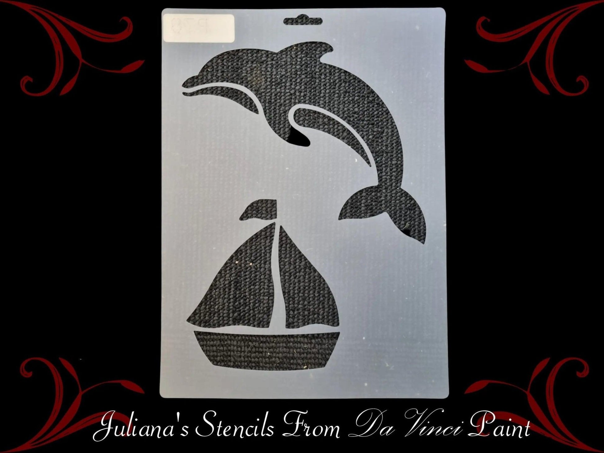 Dolphin & Sailboat furniture paint stencil  300mm x 230mm-Vintique Concepts