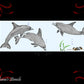 Dolphins border furniture paint stencil 455mm x 150mm - Vintique Concepts