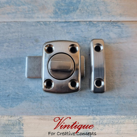 Elegant Door / Cupboard latch lock Silver 50mm x 42mm - Vintique Concepts