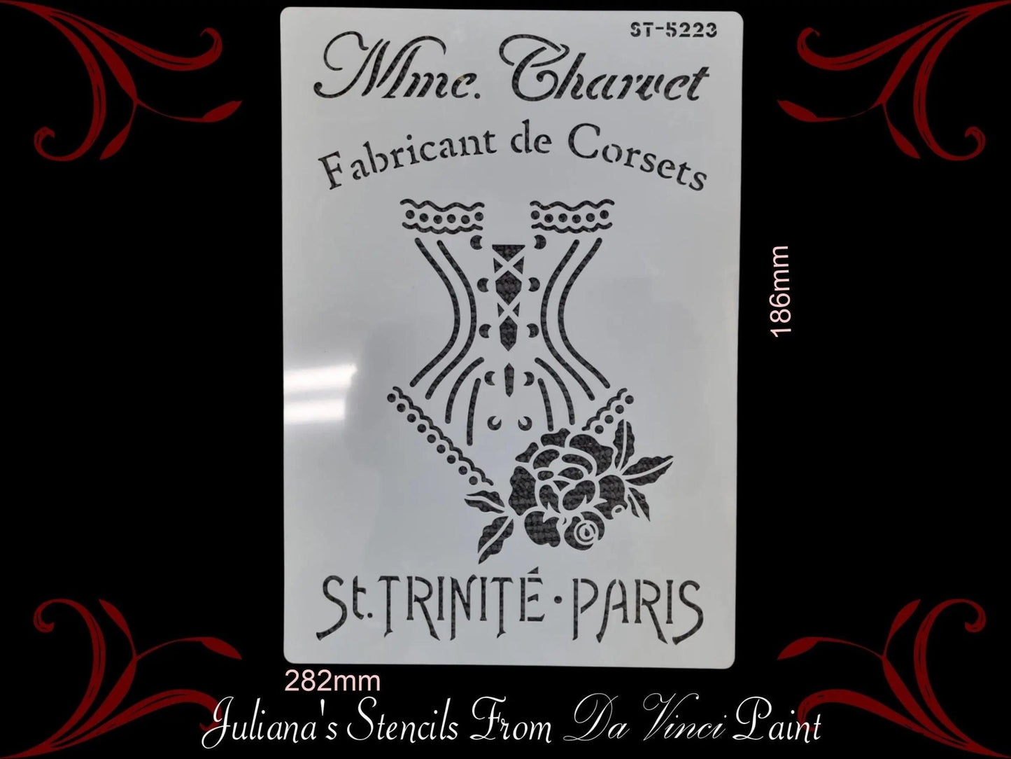 FABRICANT DE CORSETS furniture paint stencil (A4 Size) - Vintique Concepts