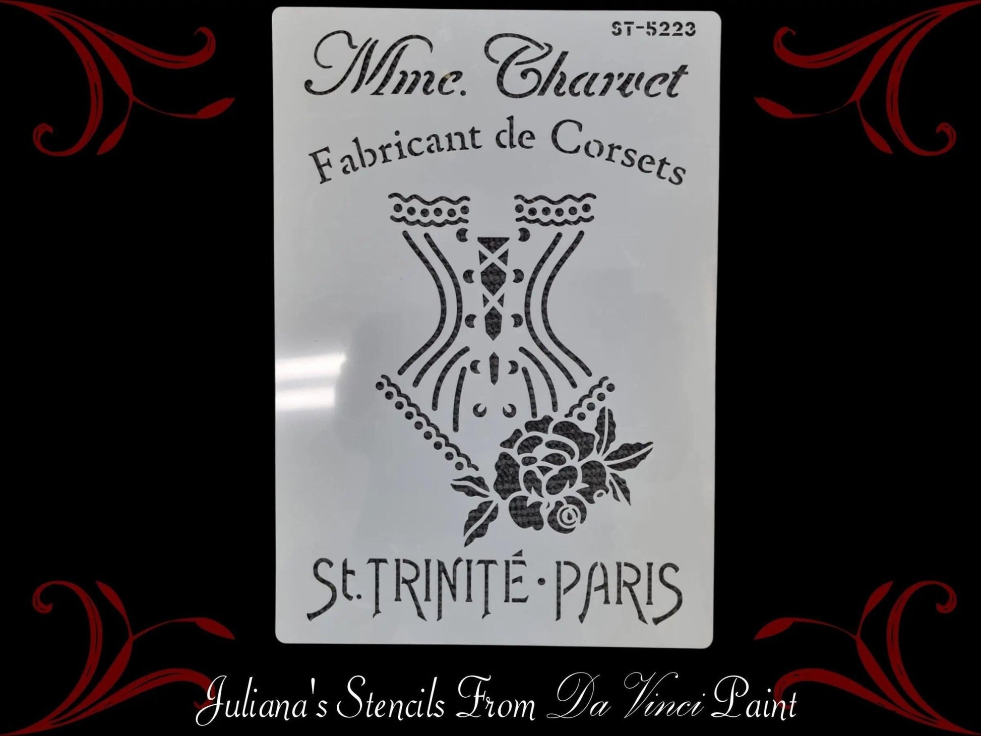 FABRICANT DE CORSETS furniture paint stencil (A4 Size) - Vintique Concepts