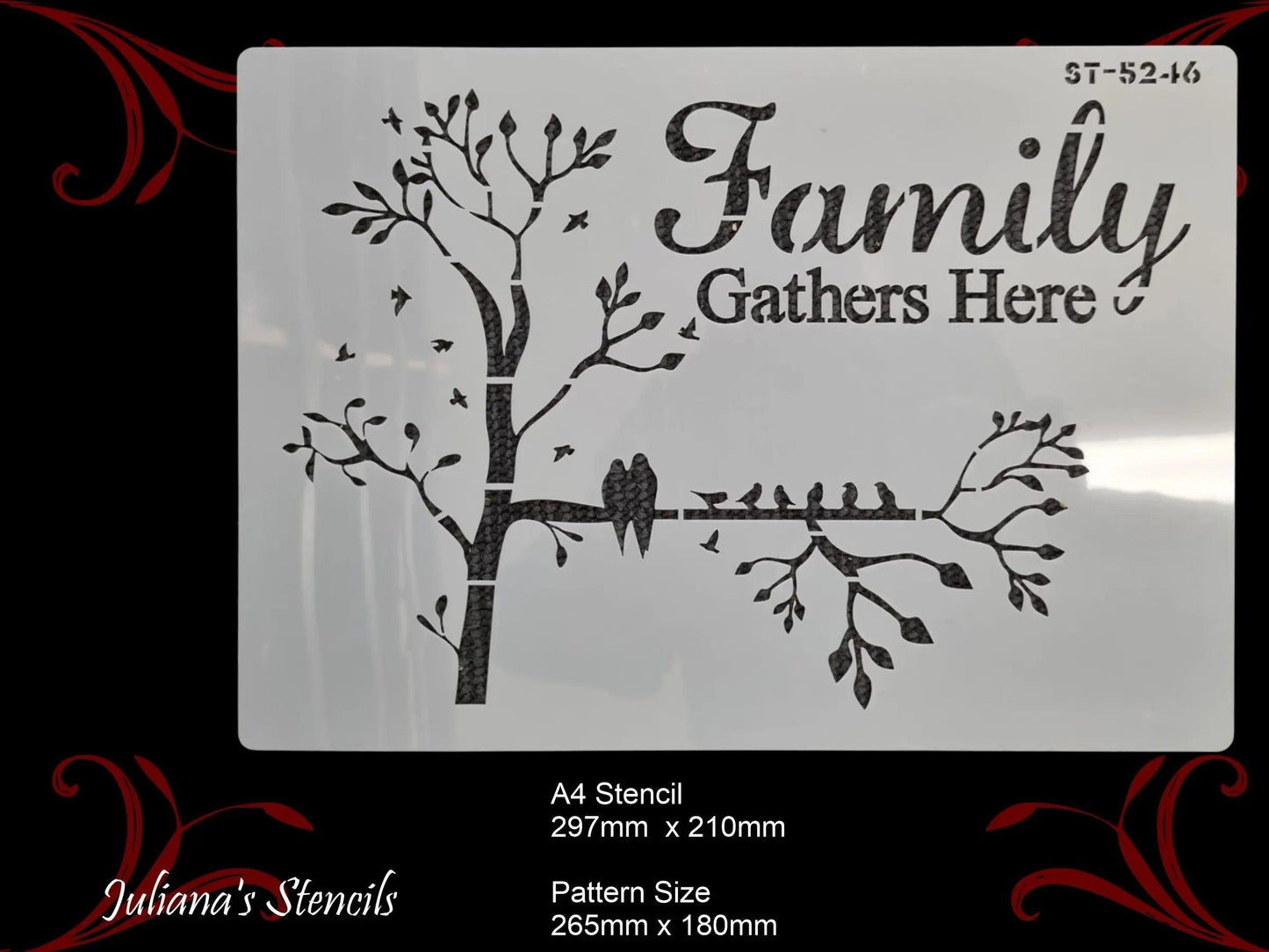 FAMILY GATHERS HERE furniture and wall Paint Stencil - Vintique Concepts