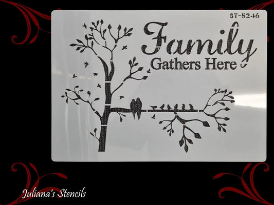 FAMILY GATHERS HERE furniture and wall Paint Stencil-Vintique Concepts