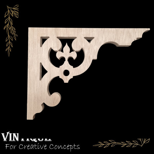 Carved wooden Lace fleur de Lis Fretwork Corner -(FW31) 300mm x 228mm