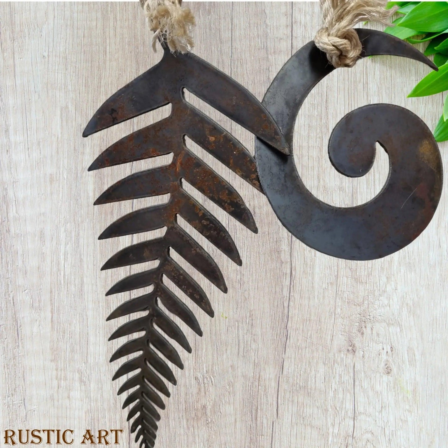 Fern & Koru -Corten Rusty large hanging metal art-Vintique Concepts