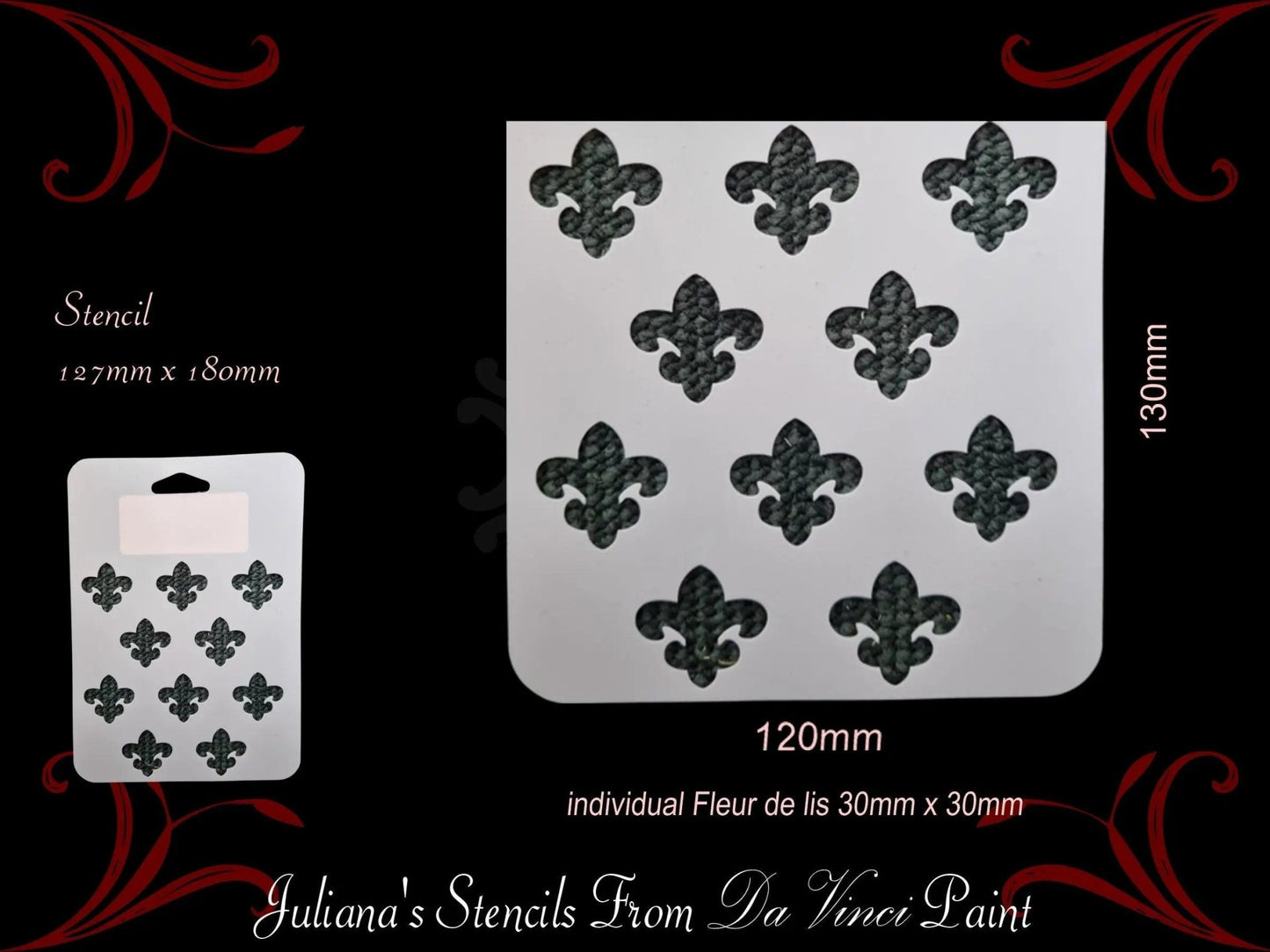 Fleur De Lis (30mm High) vintage furniture paint stencil 127mm x 180mm-Vintique Concepts