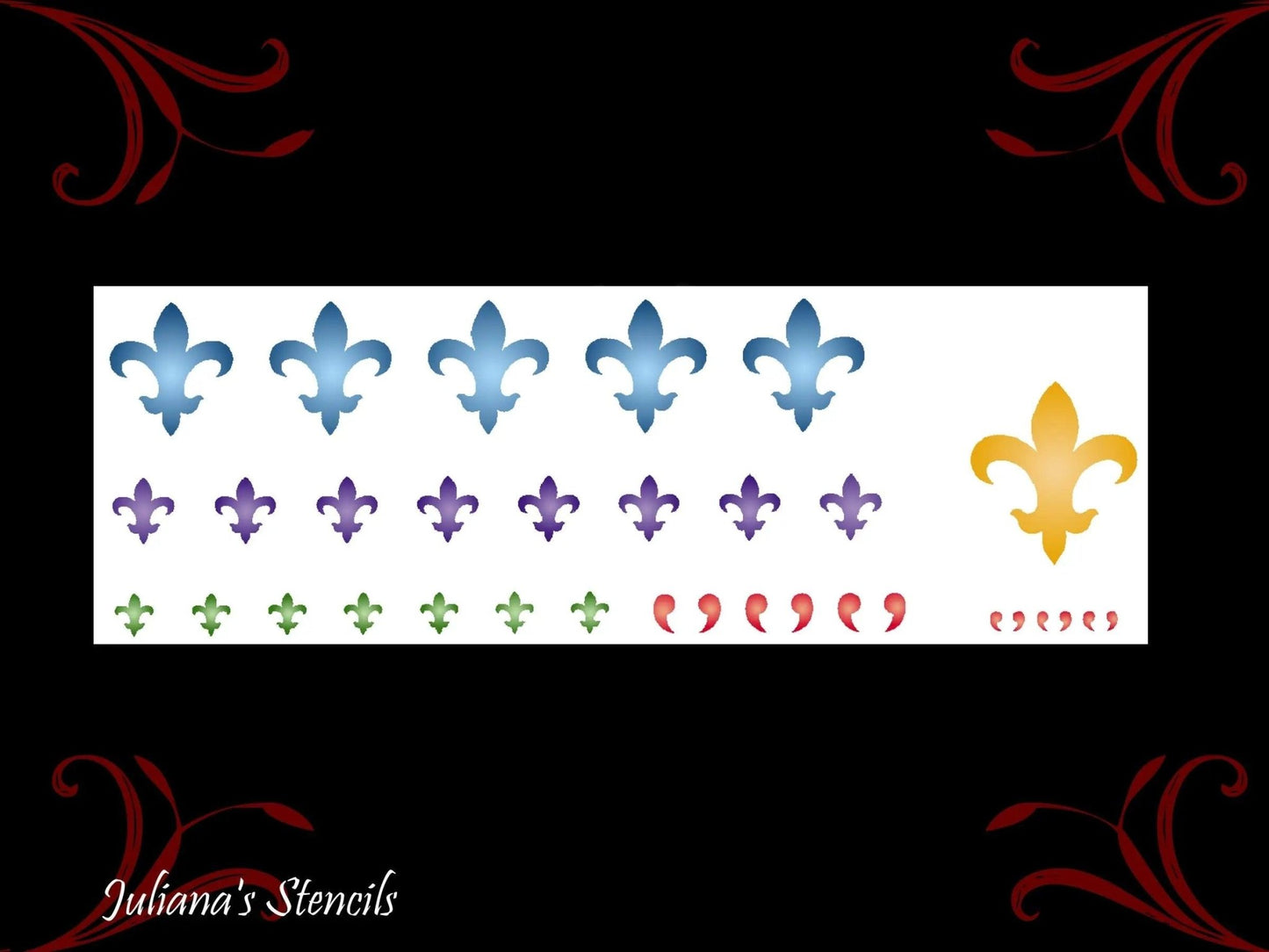 Fleur de Lis Border assorted sizes  furniture paint stencil 150mm x 450mm-Vintique Concepts