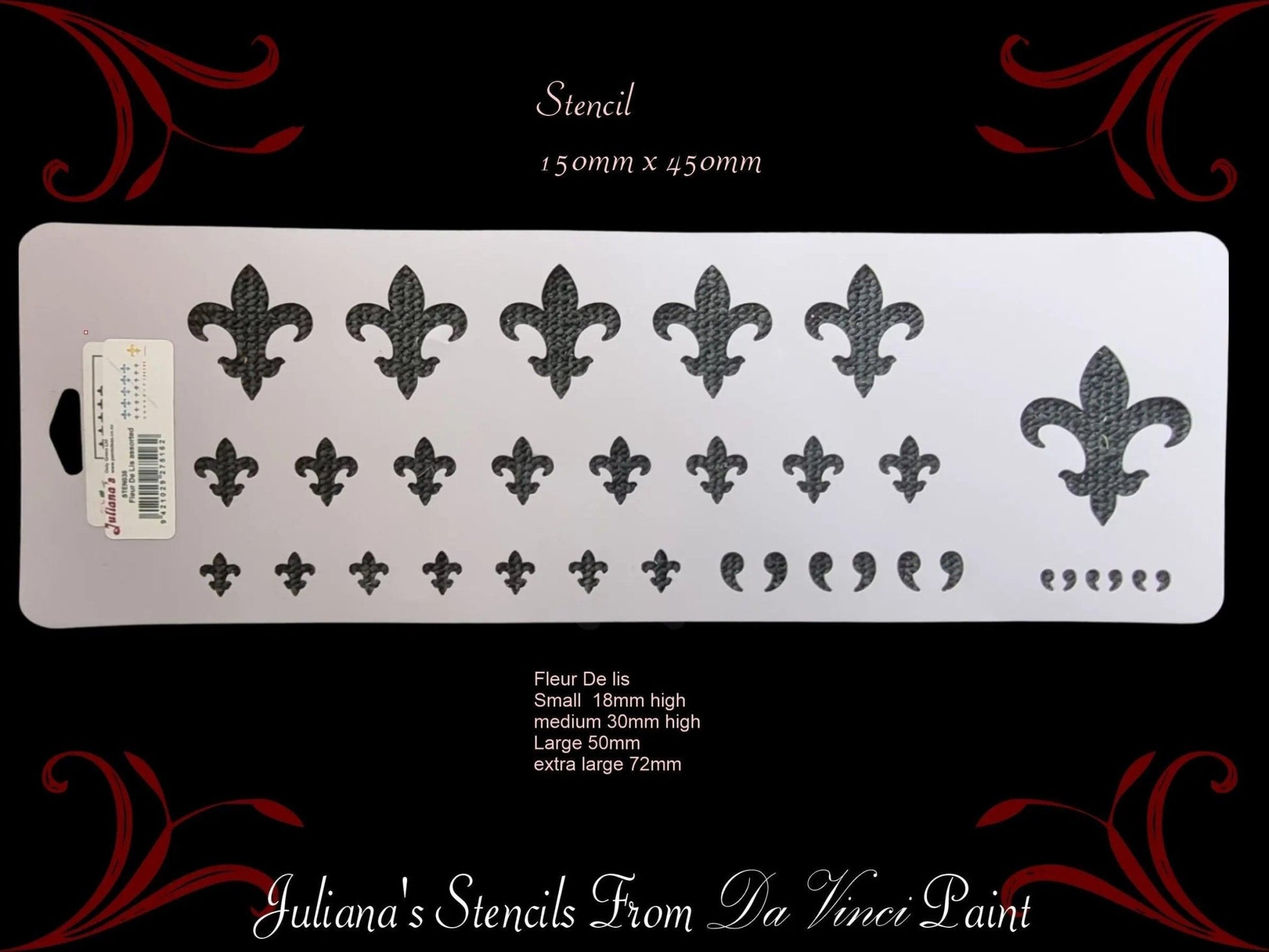 Fleur de Lis Border assorted sizes  furniture paint stencil 150mm x 450mm-Vintique Concepts