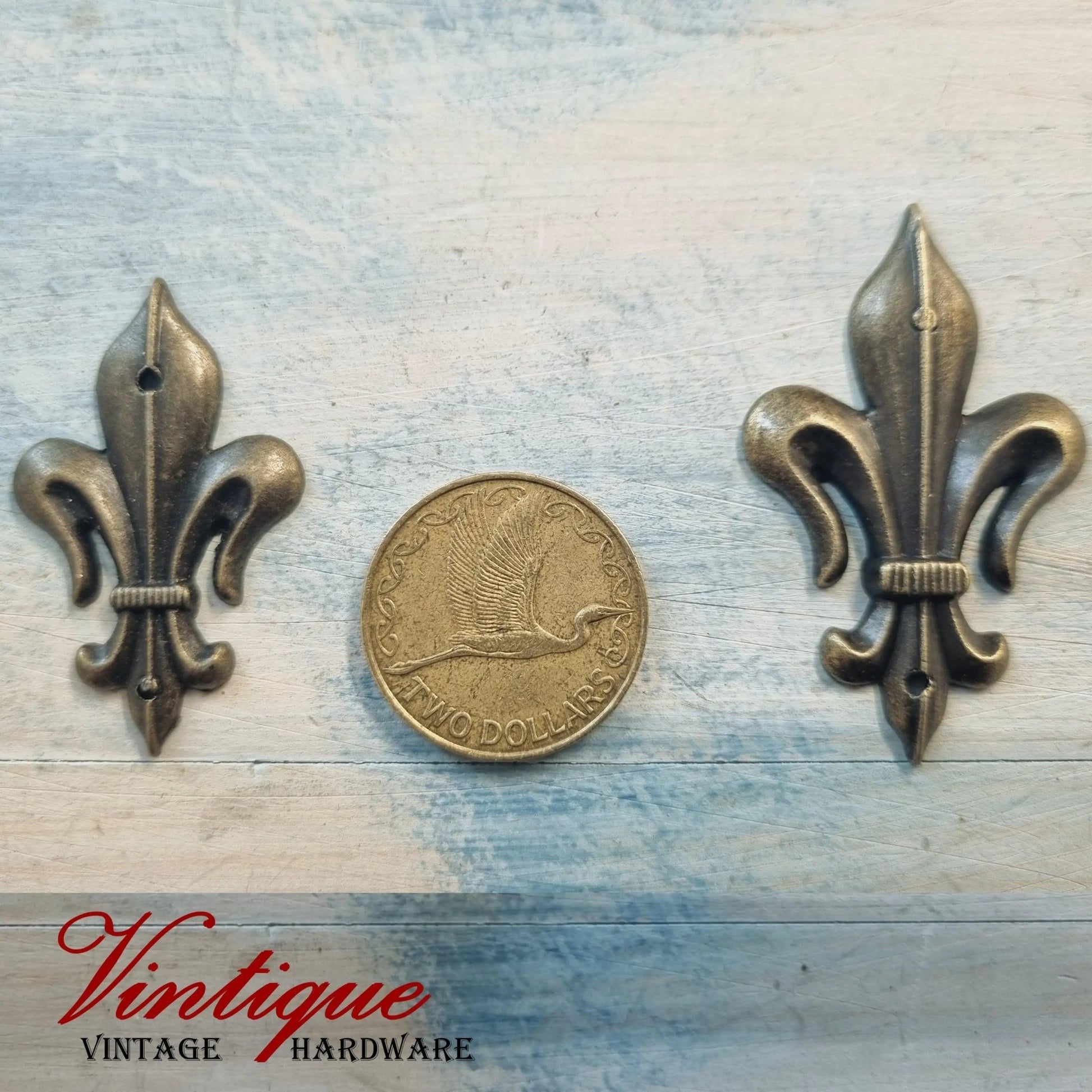 Fleur De Lis metal decorative for cabinet furniture-Vintique Concepts