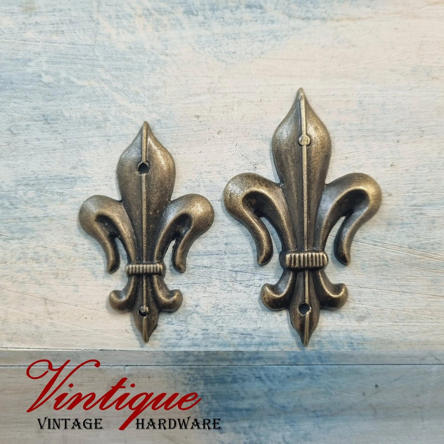 Fleur De Lis metal decorative for cabinet furniture-Vintique Concepts