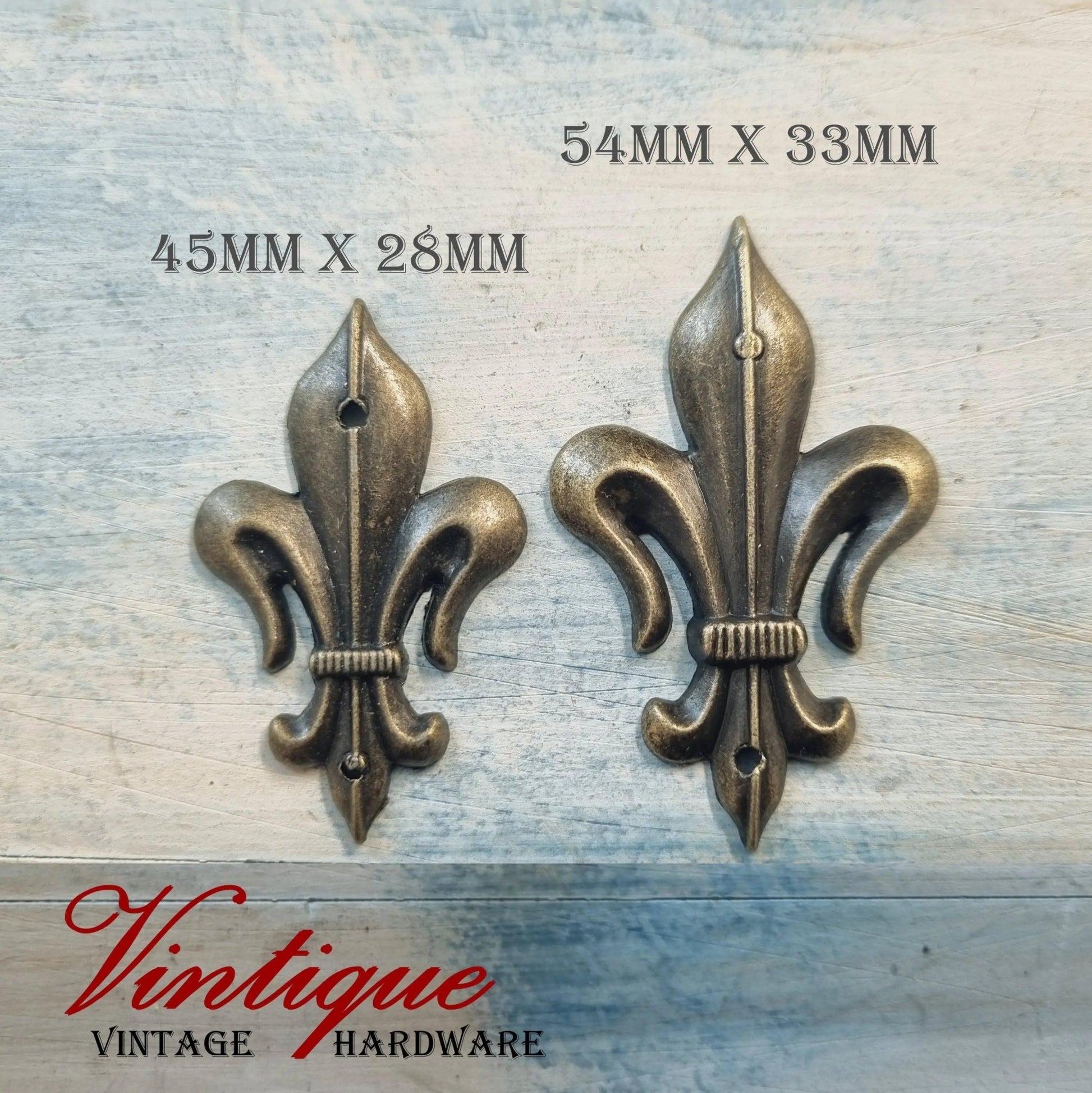 Fleur De Lis metal decorative for cabinet furniture-Vintique Concepts