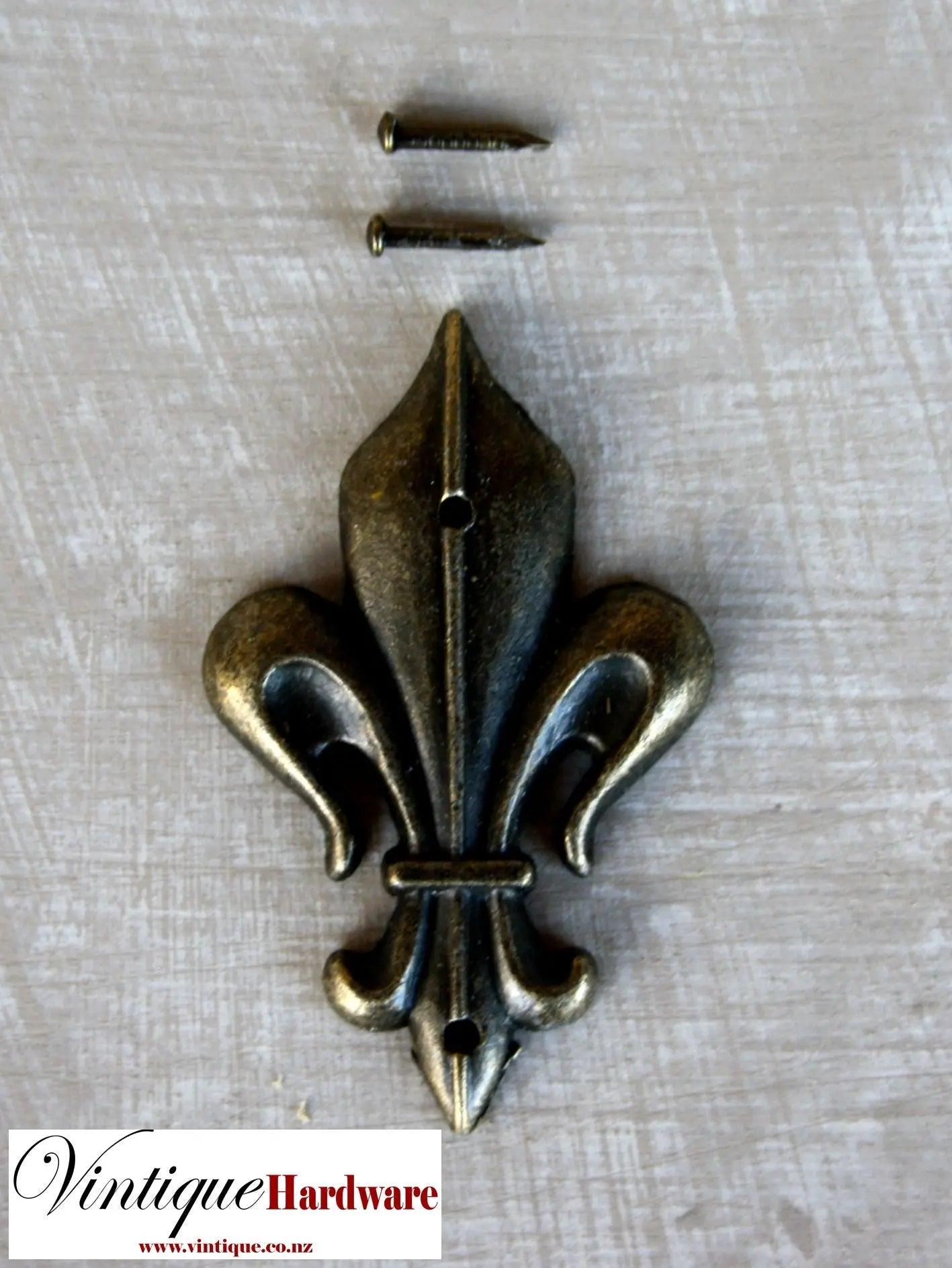 Fleur De Lis metal decorative for cabinet furniture-Vintique Concepts