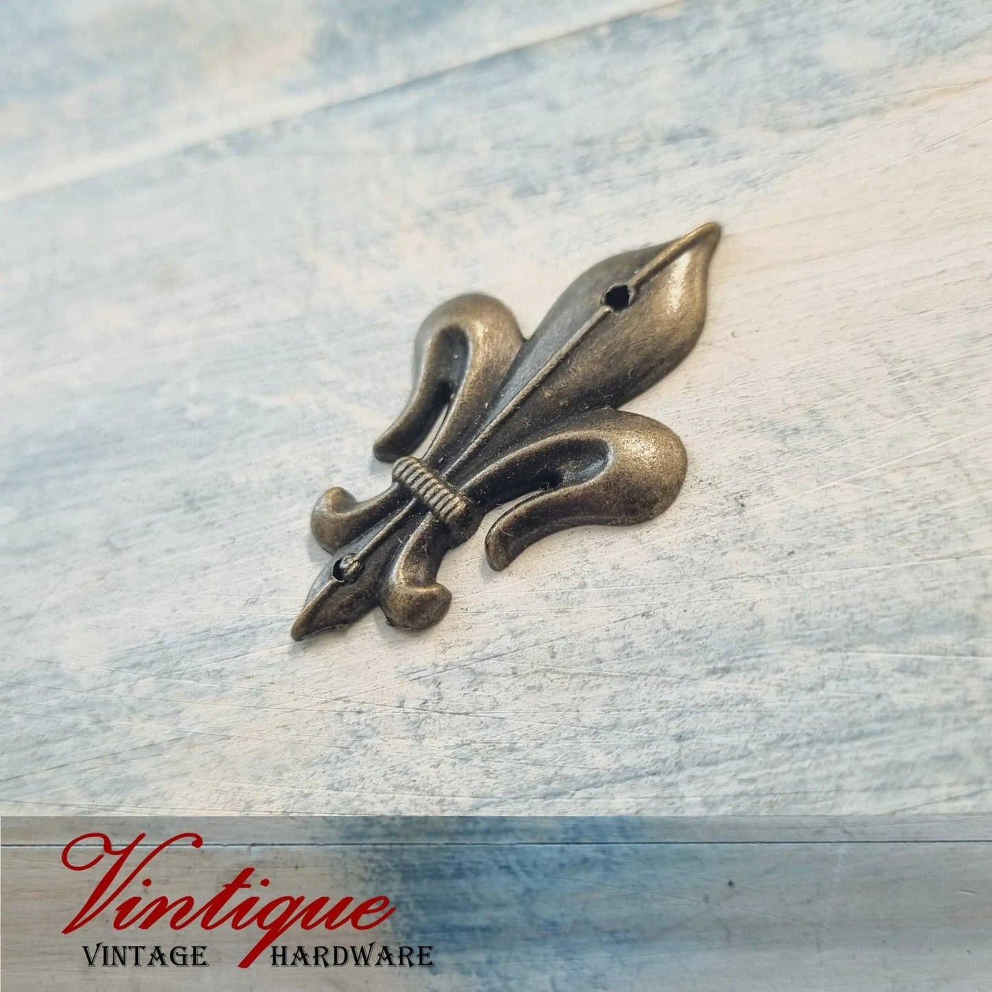 Fleur De Lis metal decorative for cabinet furniture-Vintique Concepts