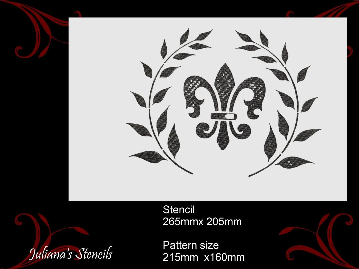 Fleur de Lis Wreath French Premium Furniture Paint Stencil 265mm x 160mm-Vintique Concepts