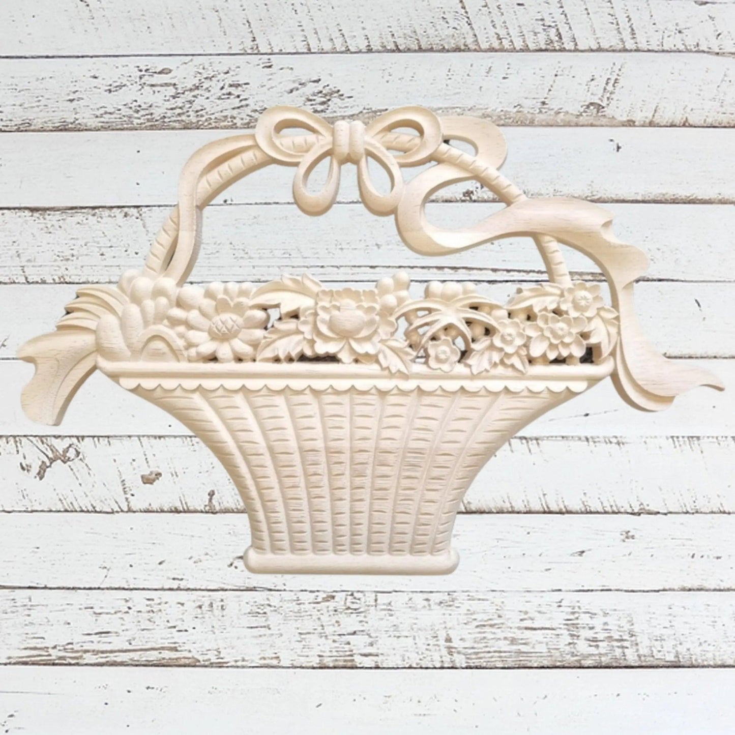 Flower Basket Furniture wood applique 36cm x 24cm