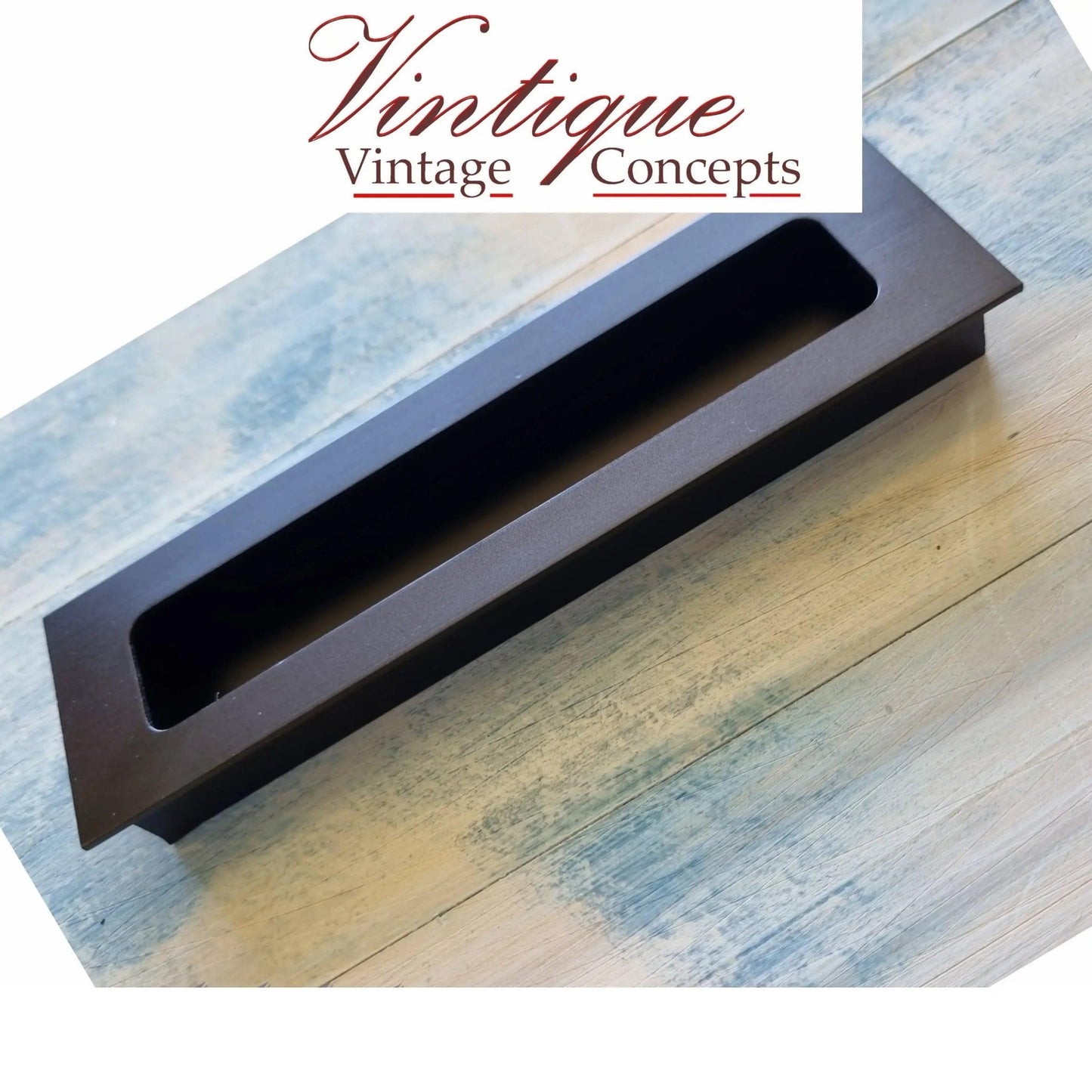 Flush Pull handle Satin Black (invisable screws) 143mm 42mm - Vintique Concepts