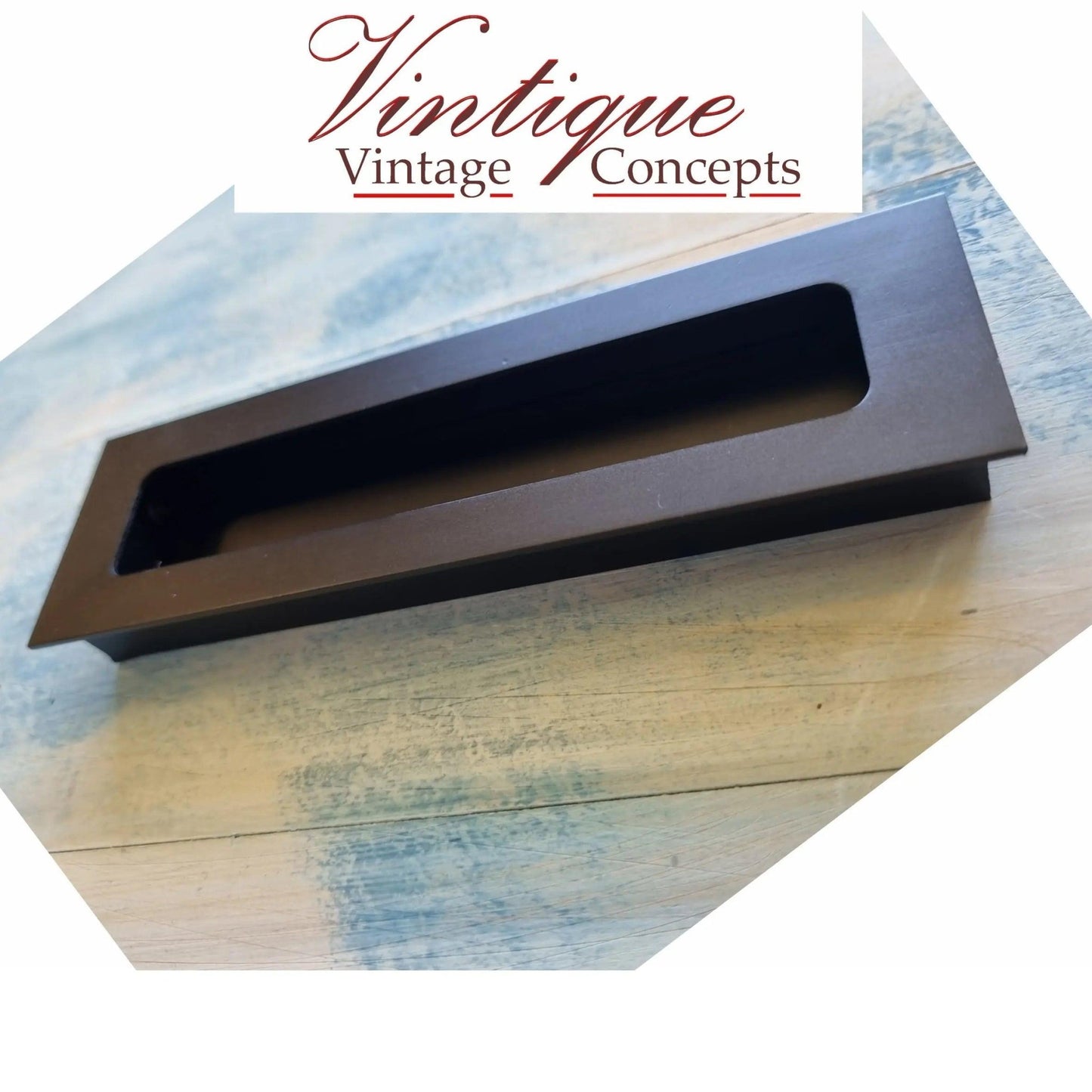 Flush Pull handle Satin Black (invisable screws) 143mm 42mm - Vintique Concepts