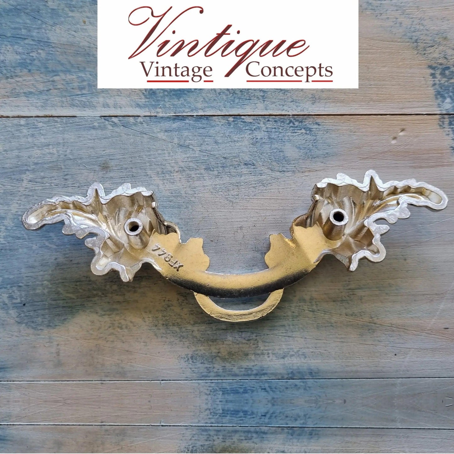 French Provence Silver (chrome) Ornate Drawer handle 135mm long-Vintique Concepts