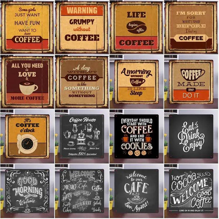 Fresh Roasted Coffee - Square cafe Tin Sign - 30cm x 30cm - Vintique Concepts