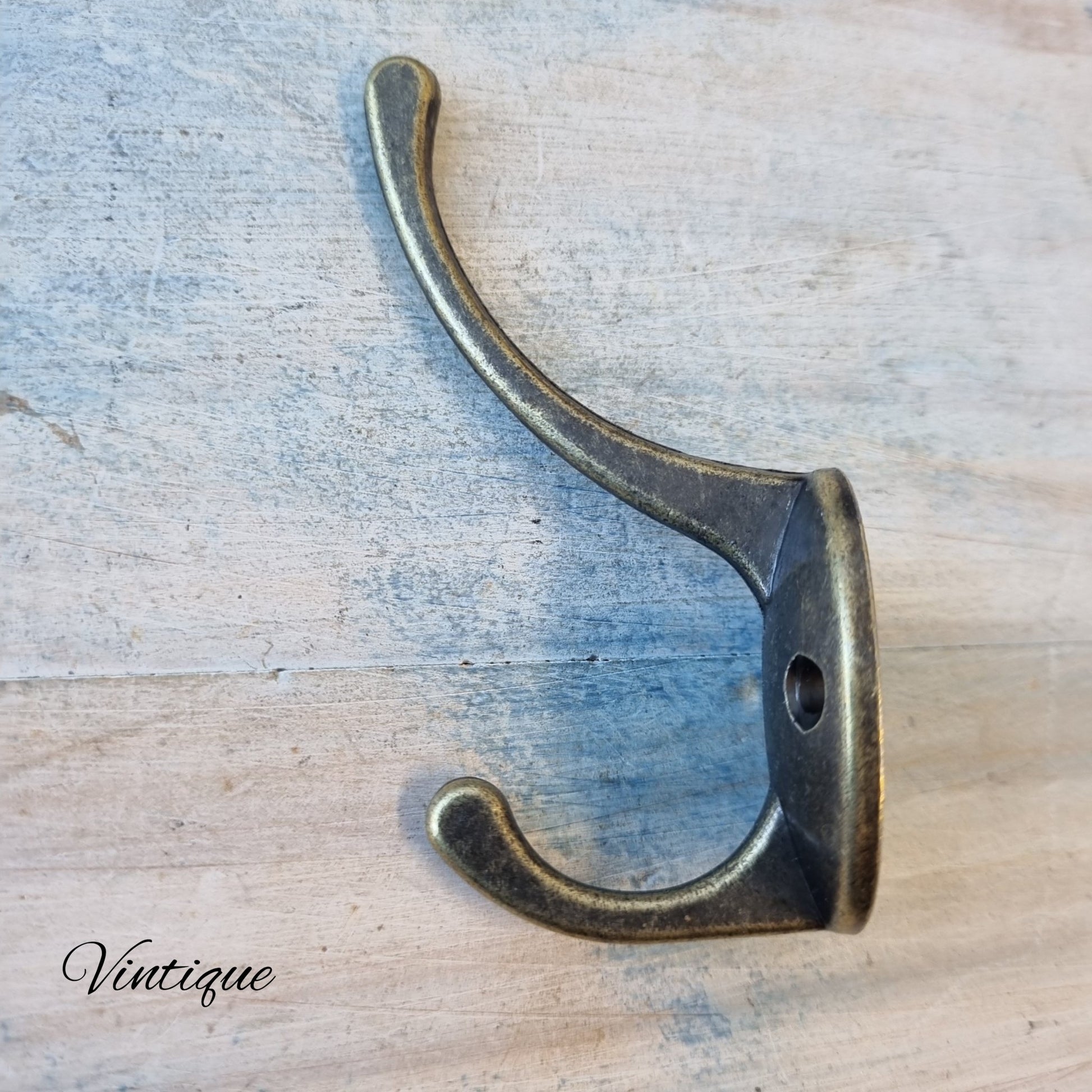 Georges Bronze 2 Prong Robe Hook 86mm x45mm-Vintique Concepts