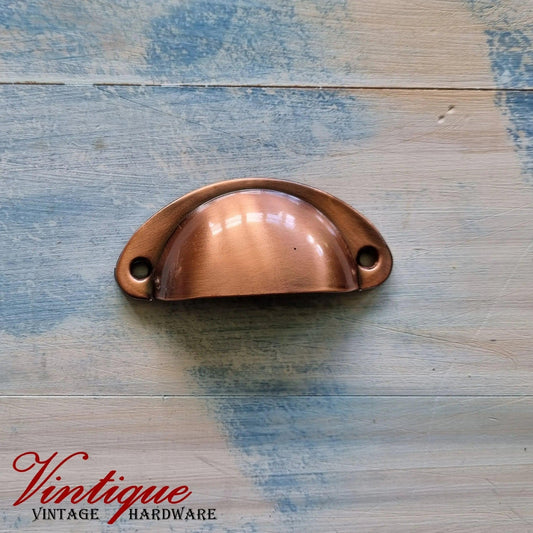 Half Moon Drawer Pull  Handle Antique Copper 86mm-Vintique Concepts