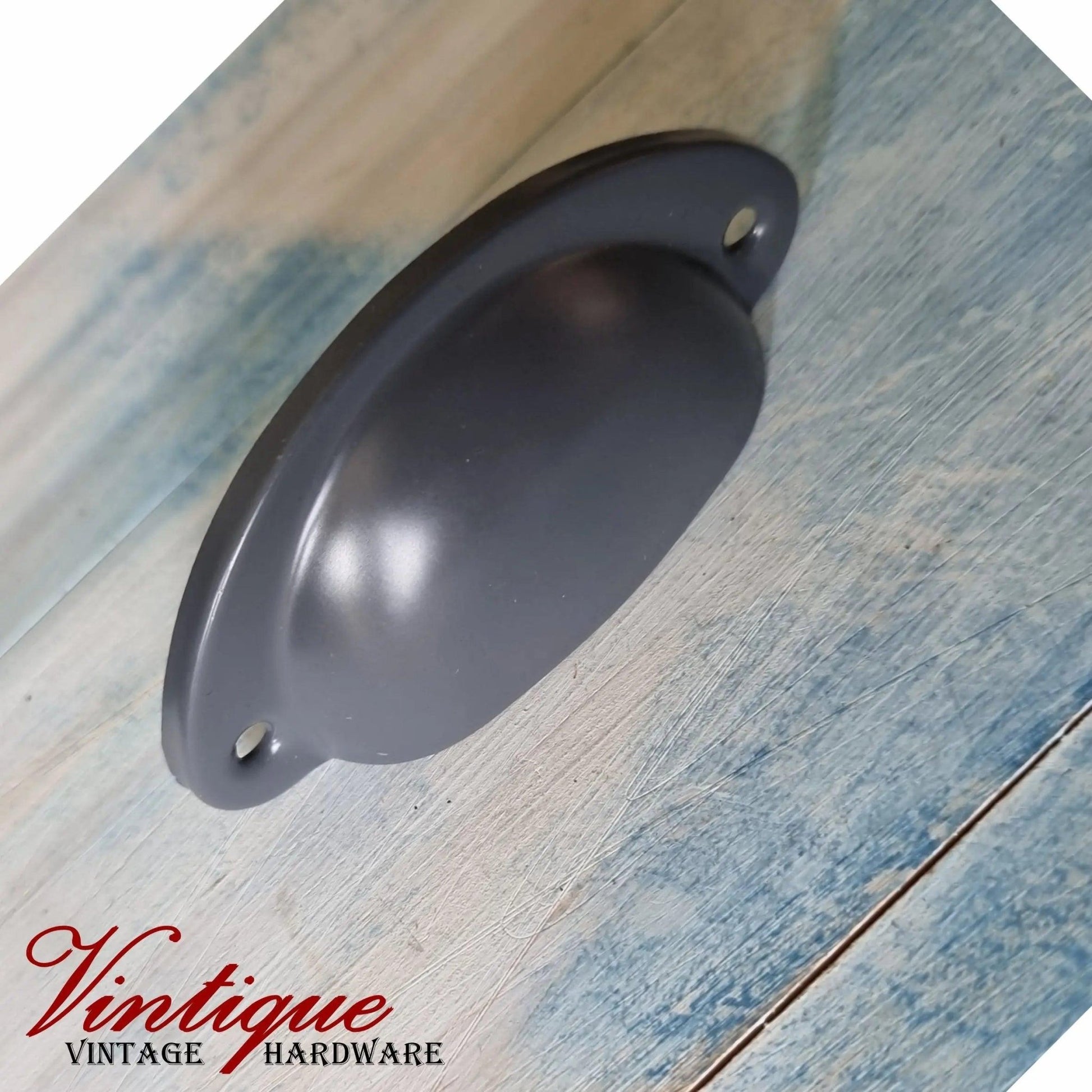 Half Moon Drawer Pull  Handle Batleship Grey 86mm-Custom Colours-Vintique Concepts