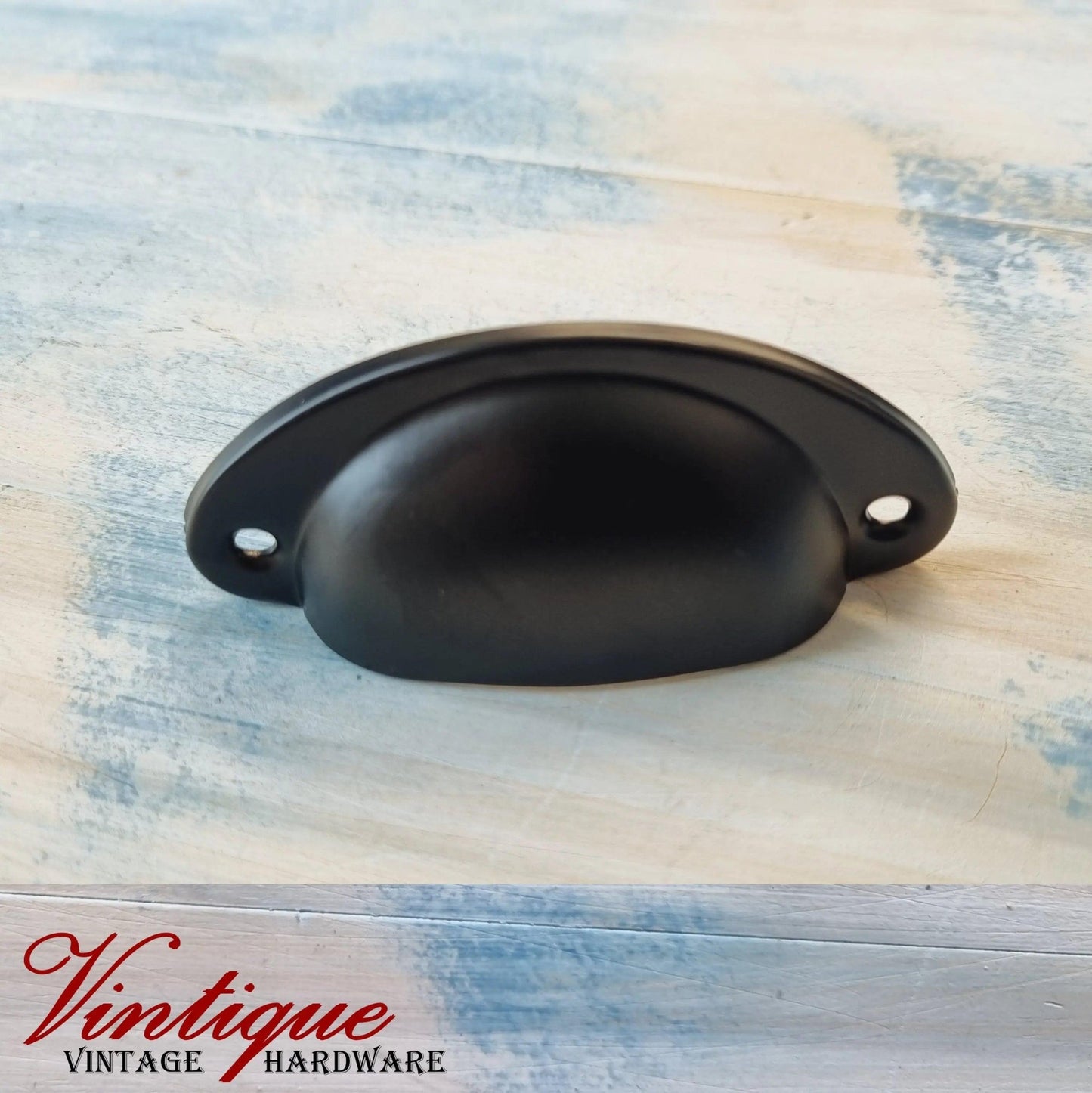 Half Moon Drawer Pull  Handle Black 86mm-Vintique Concepts