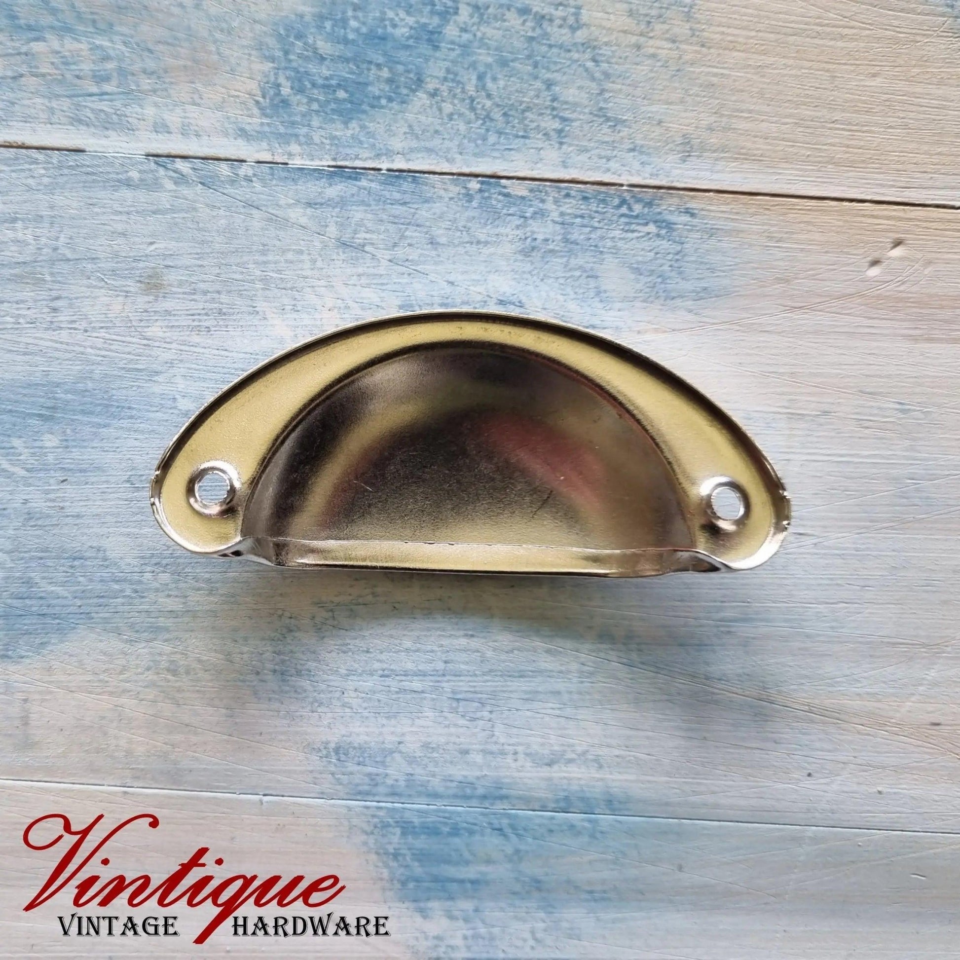 Half Moon Drawer Pull  Handle Silver 86mm-Vintique Concepts