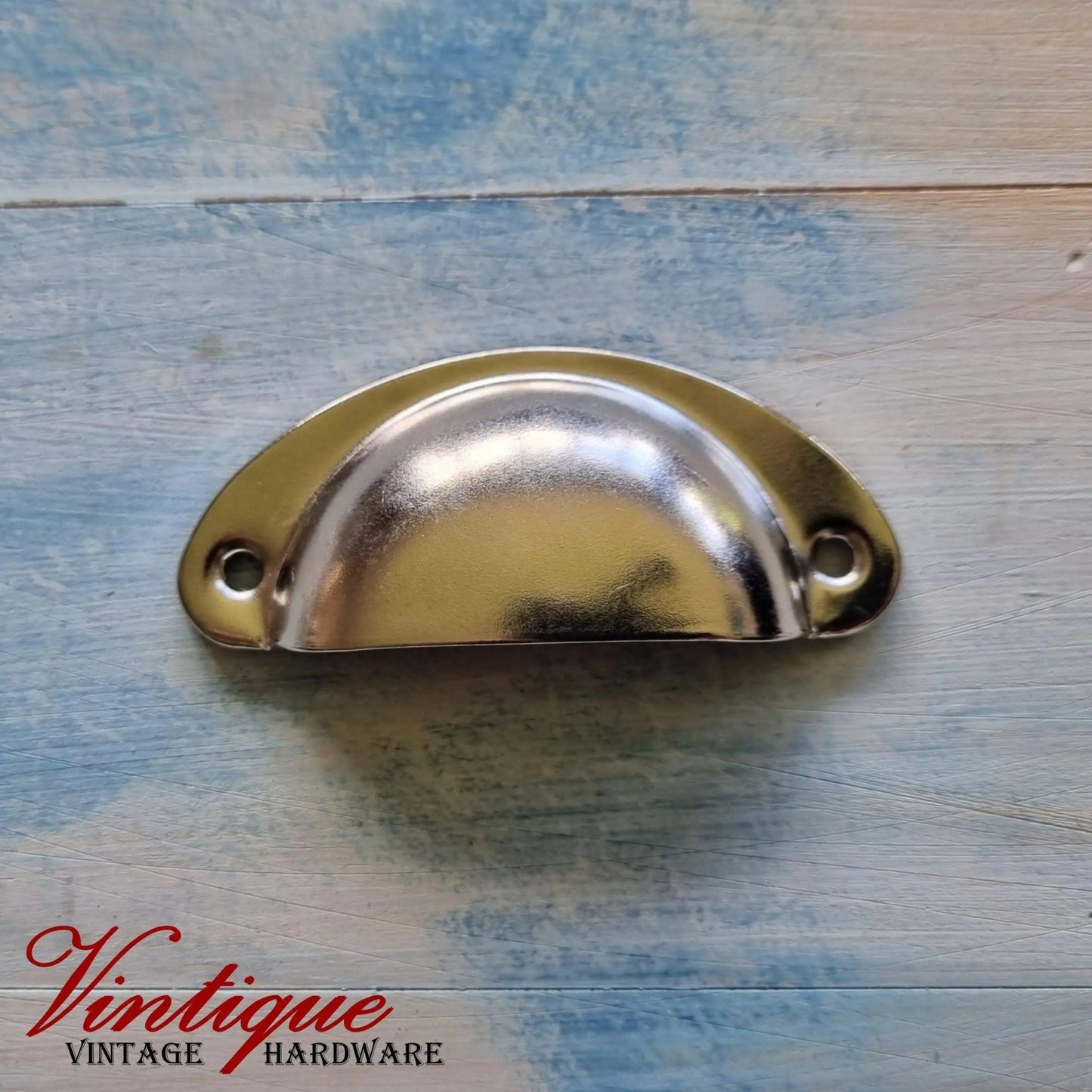 Half Moon Drawer Pull  Handle Silver 86mm-Vintique Concepts