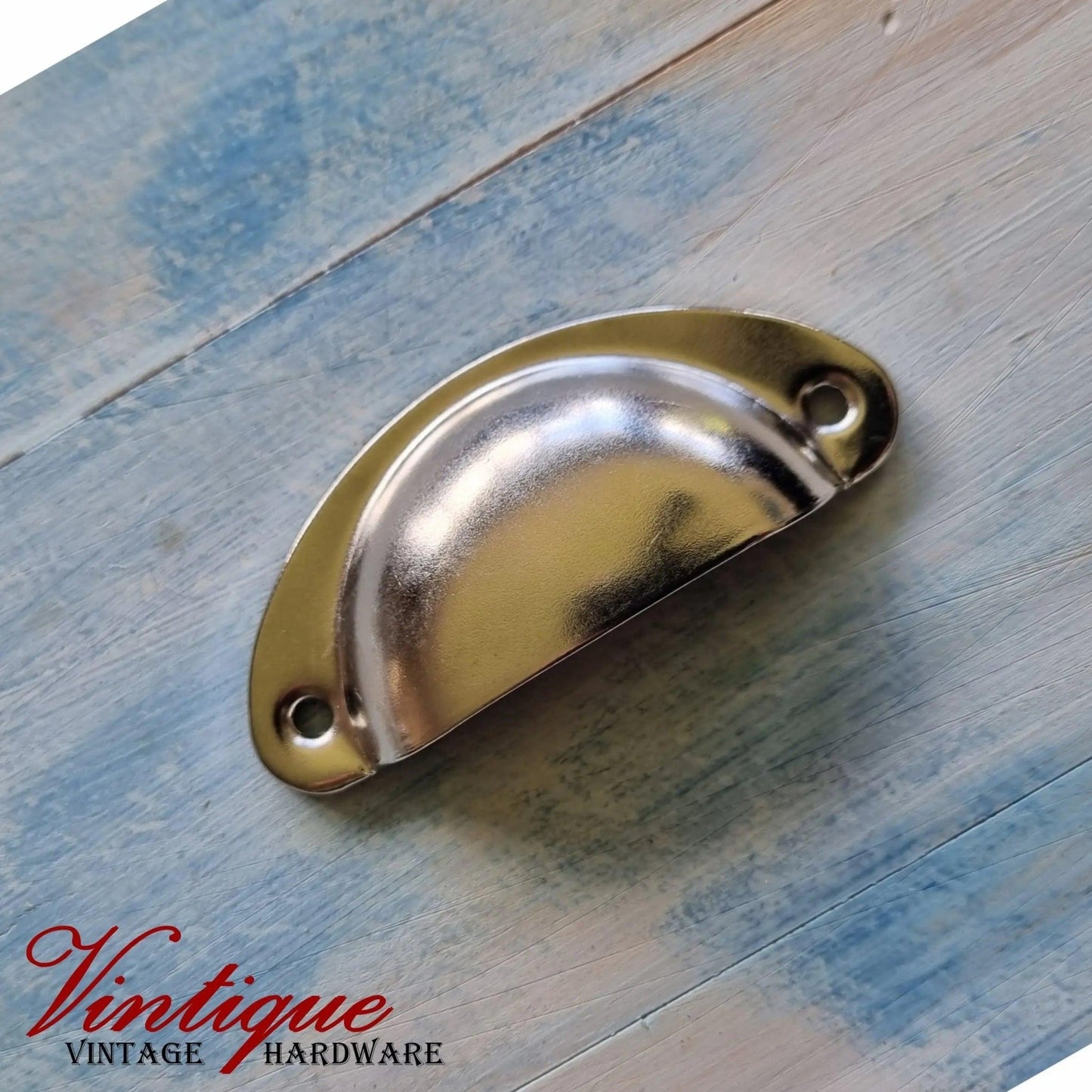 Half Moon Drawer Pull  Handle Silver 86mm-Vintique Concepts