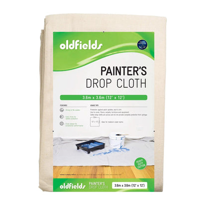 Heavy Duty Canvas Drop Sheet 12' x 12' (3.66 x 3.66mtr) from Oldfields-Vintique Concepts