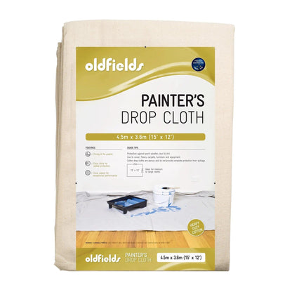 Heavy Duty Canvas Drop Sheet 12' x 15' (3.66 x 4.58mtr) from Oldfields-Vintique Concepts