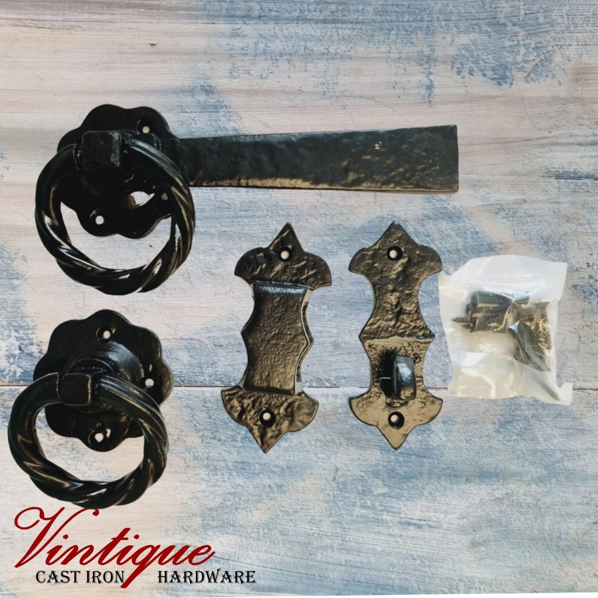 Heavy Duty Cast Iron Gate latch set 187mm Long - Vintique Concepts