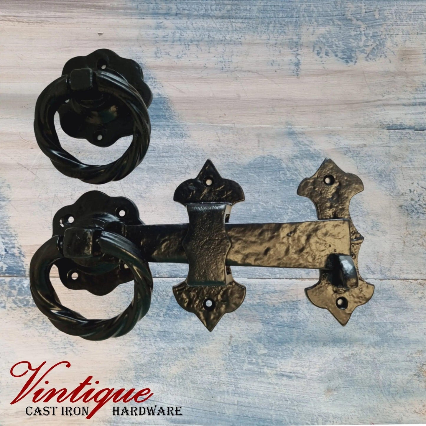 Heavy Duty Cast Iron Gate latch set 187mm Long - Vintique Concepts