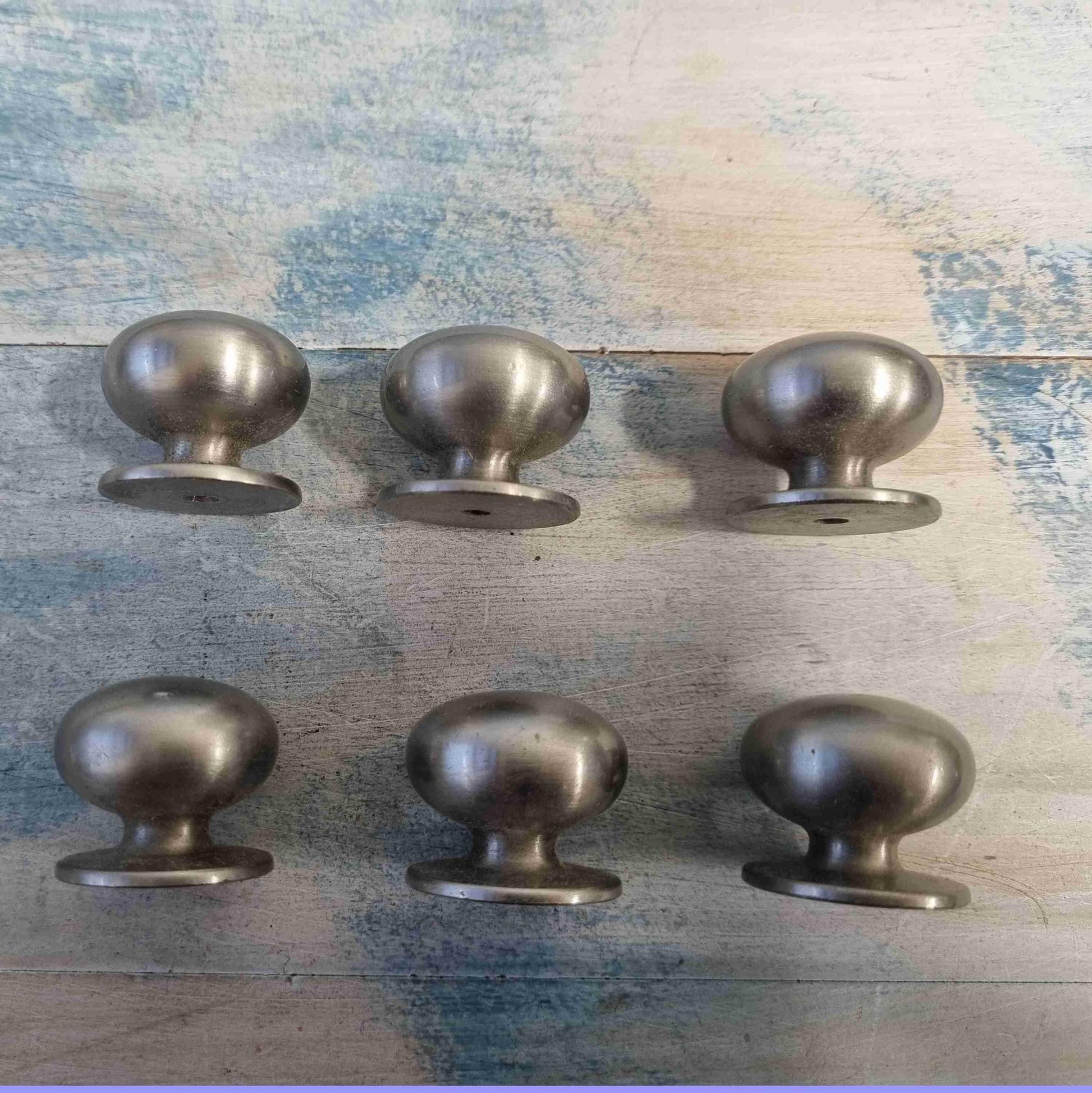 Heavy satin Nickel orb cabinet Knobs (set of 6) 29mm dia-Vintique Concepts