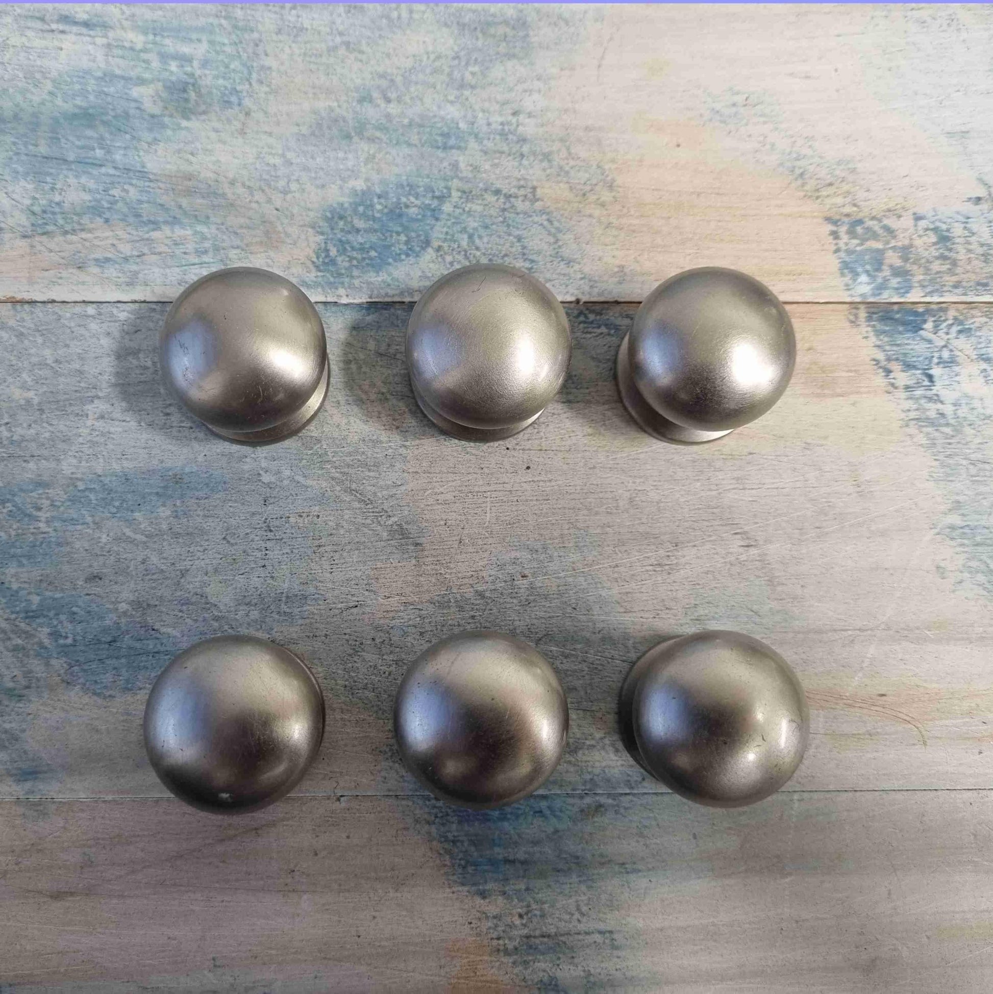 Heavy satin Nickel orb cabinet Knobs (set of 6) 29mm dia-Vintique Concepts