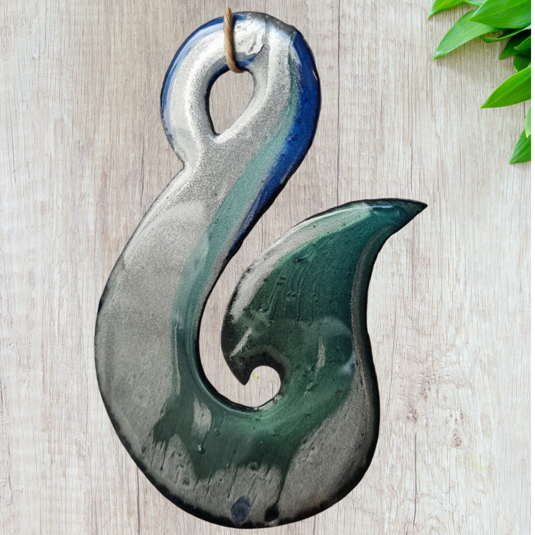 Hei-Matau (fish Hook) maori epoxy metal  art