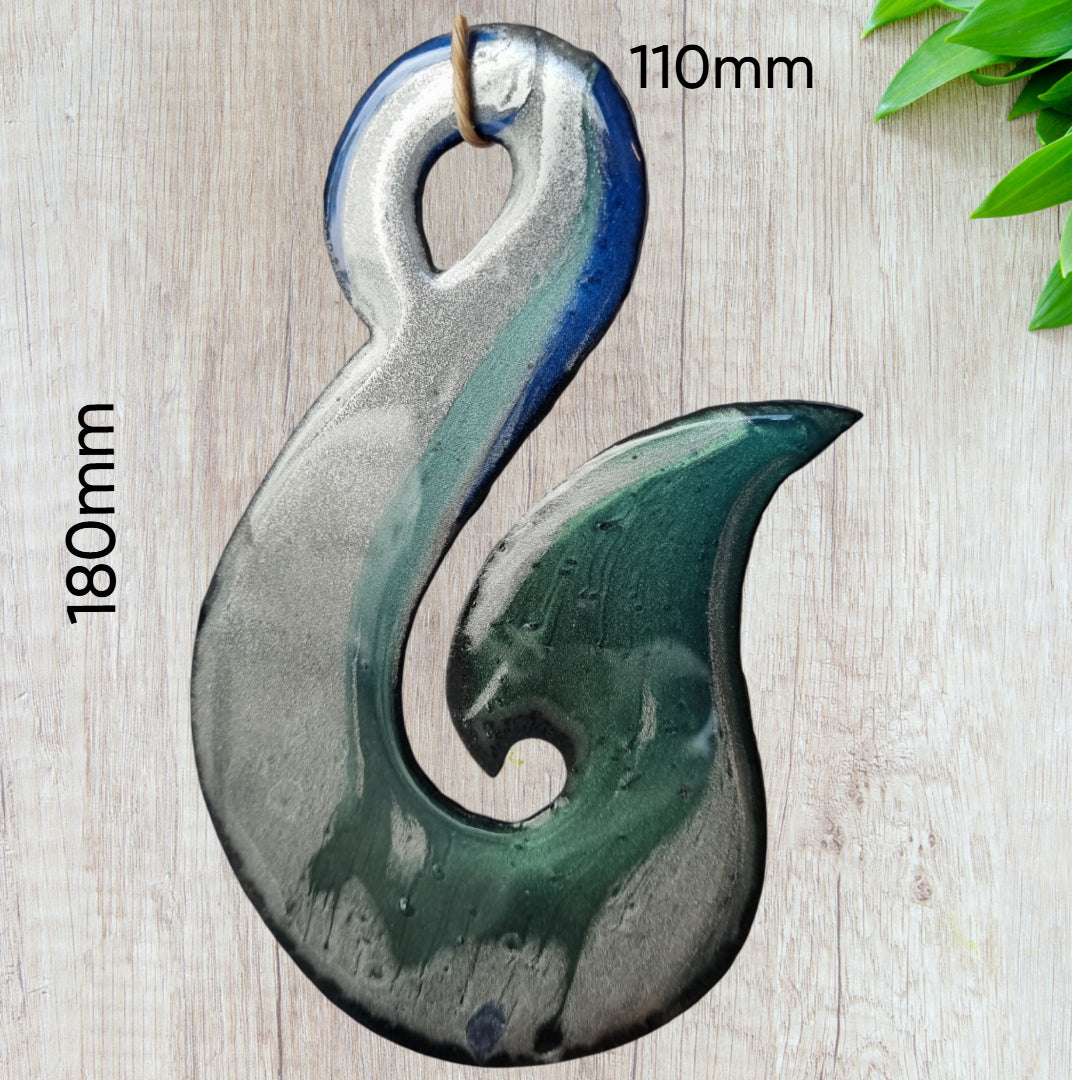 Hei-Matau (fish Hook) maori epoxy metal  art-Vintique Concepts