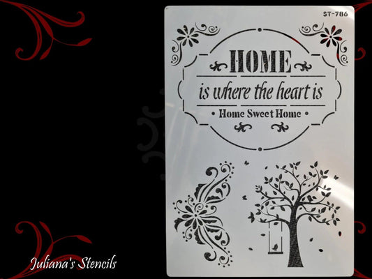 HOME is where the heart is furniture and wall Paint Stencil-Vintique Concepts