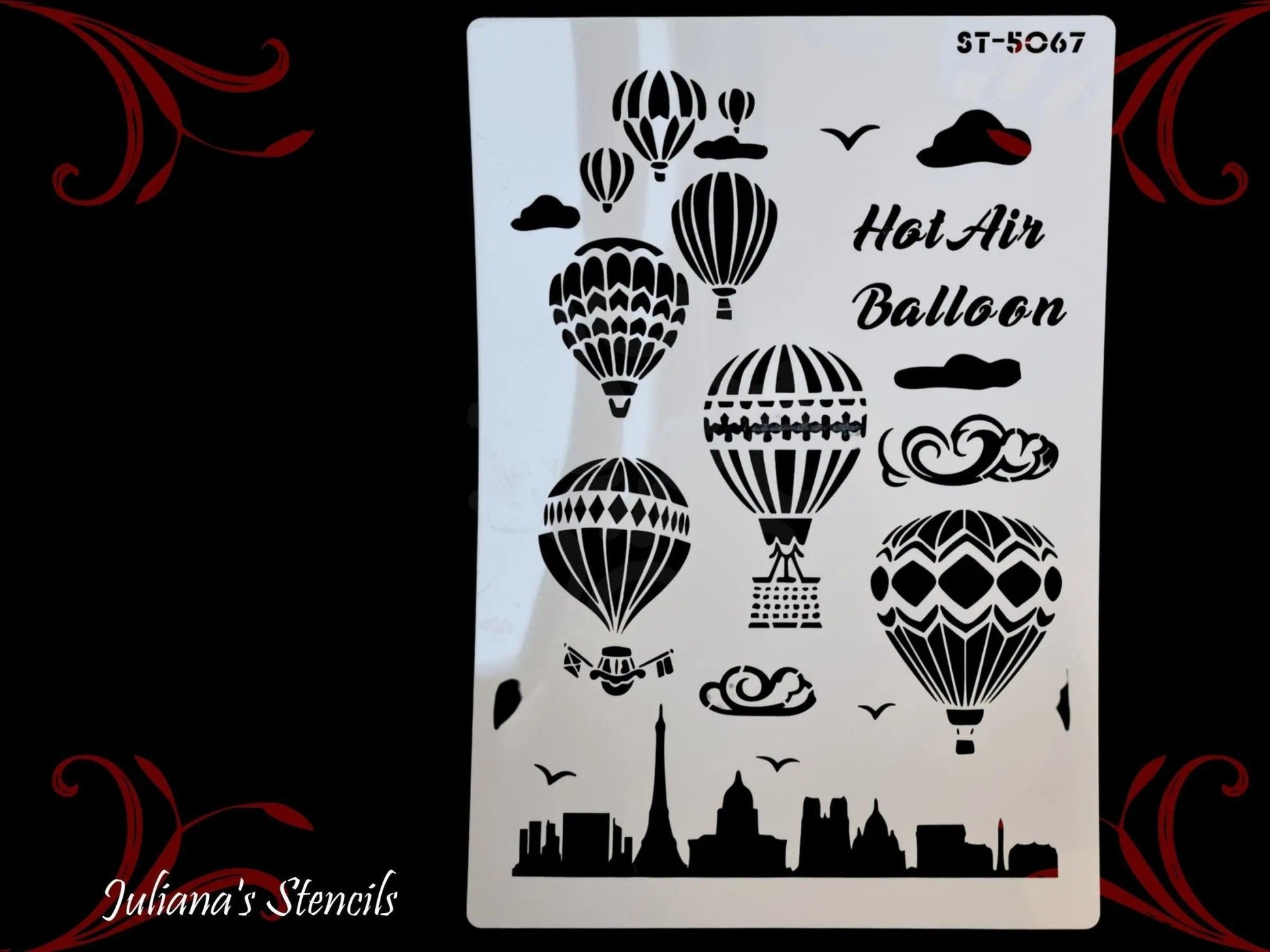 Hot Air Balloons Vintage look furniture paint stencil (A4 Size) - Vintique Concepts