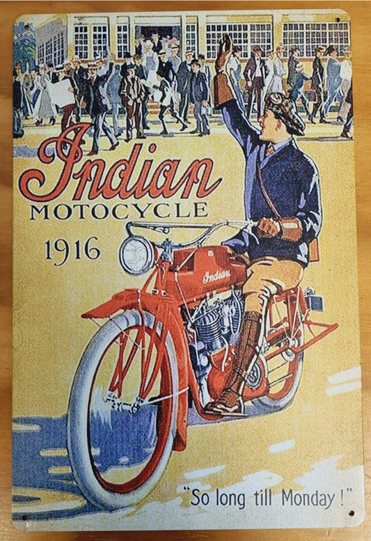 Indian Motorcycle 1916....Tin Sign-Vintage Motorbikes 30cm x 20cm - Vintique Concepts