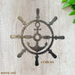 Jumbo Anchor & Ships wheel - Corten Rusty large hanging metal art 410mm dia - Vintique Concepts