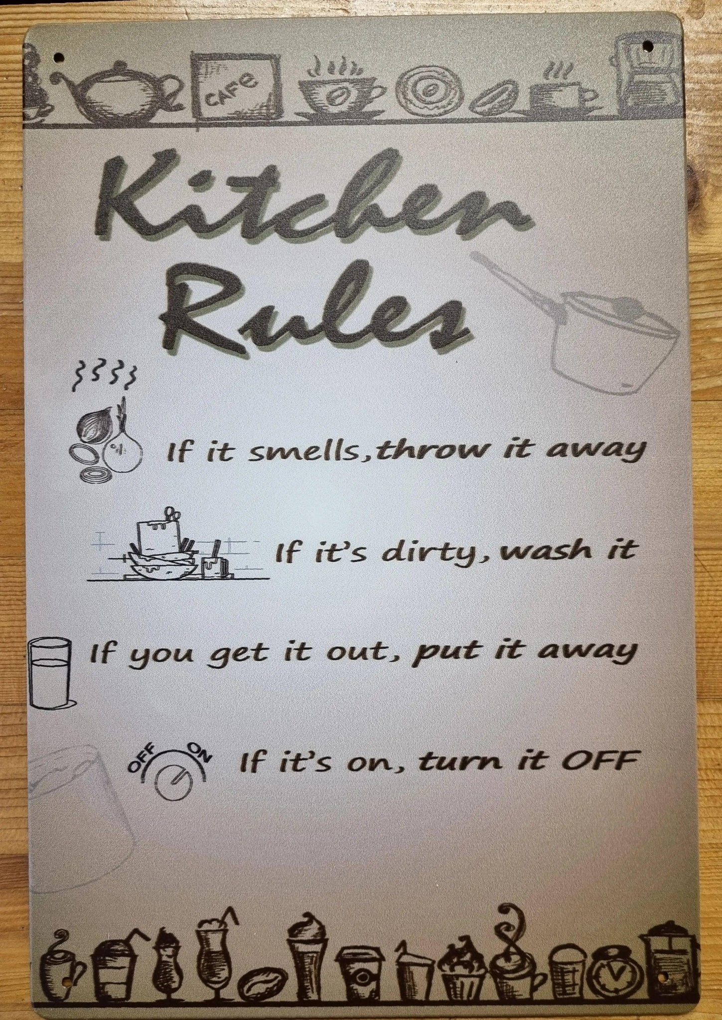 kitchen ruleS......Inspirational Tin Sign-30cm x 20cm *-Vintique Concepts