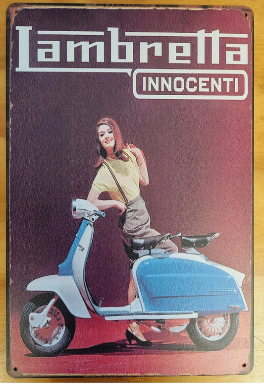 Lambretta Innocenti ....Tin Sign-great vintage artwork 30cm x 20cm - Vintique Concepts