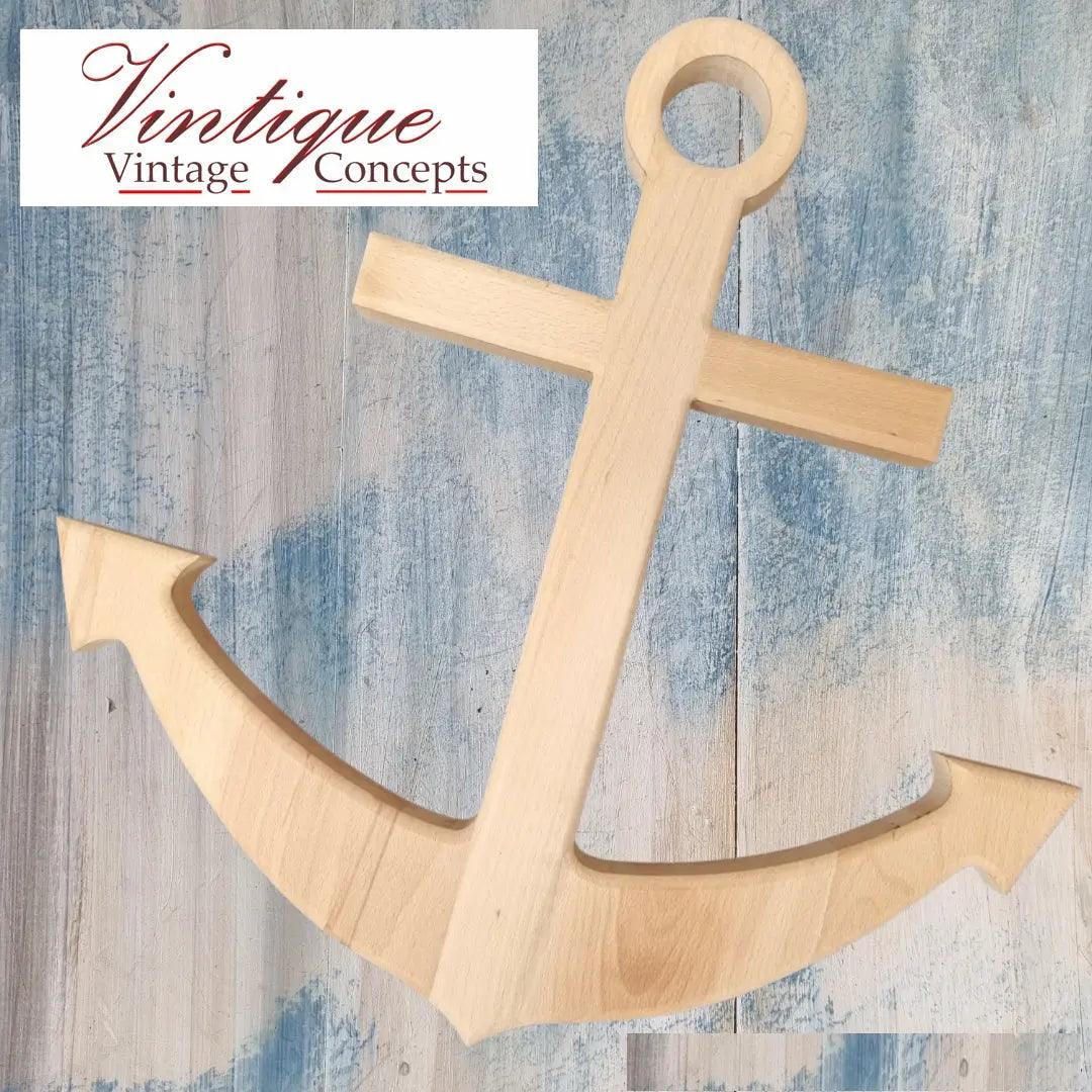 Large Carved wooden Anchor 60cm x 60cm-Vintique Concepts