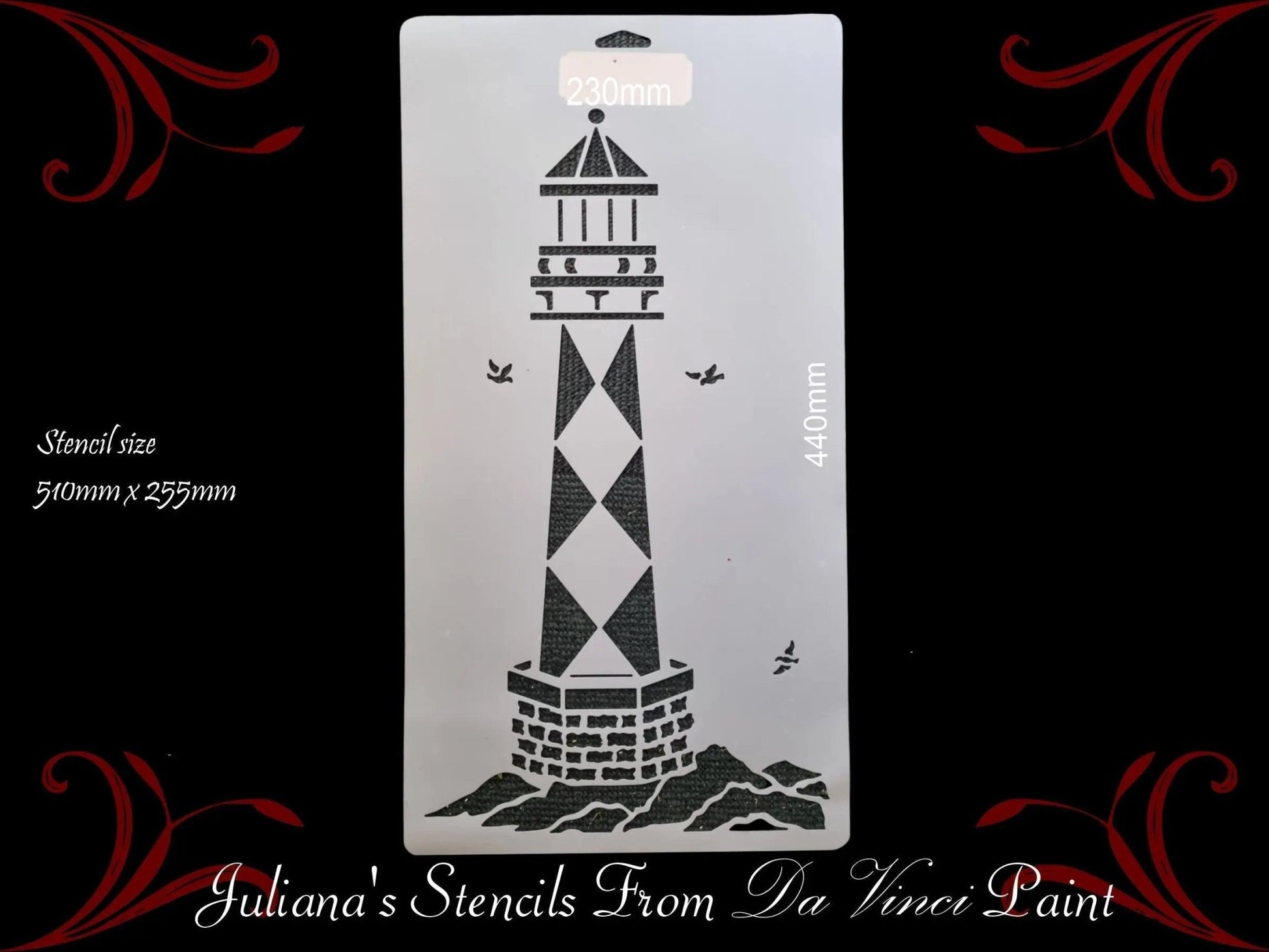 LARGE LIGHTHOUSE Childrens Wall & Furniture Paint Stencil 510mm x  255mm-Vintique Concepts