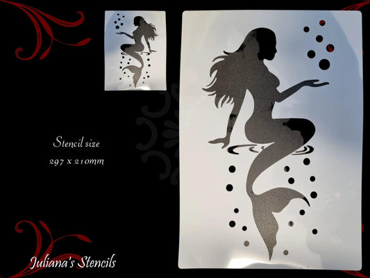 Large Mermaid Childrens Furniture Paint Stencil A4 size - Vintique Concepts