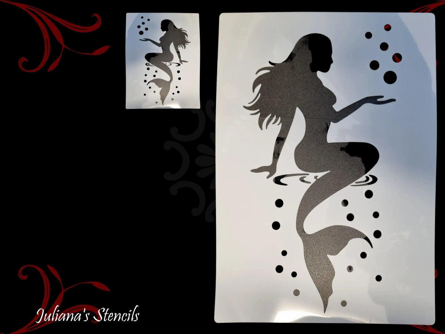 Large Mermaid Childrens Furniture Paint Stencil A4 size-Vintique Concepts