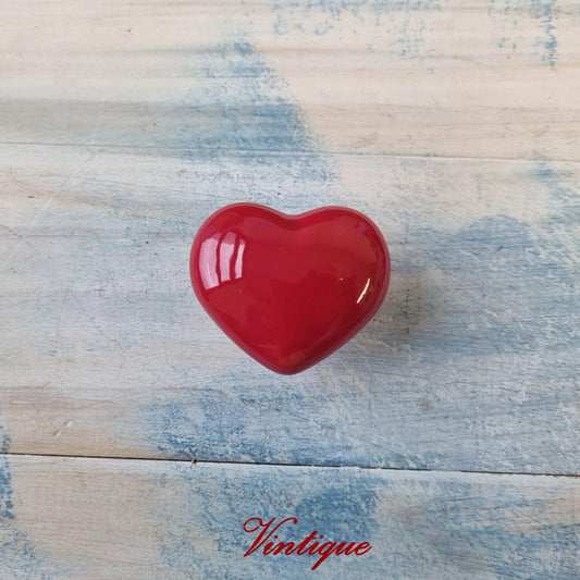 LARGE RED HEART Ceramic Cabinet Drawer Knob 51mm x 45mm - nz