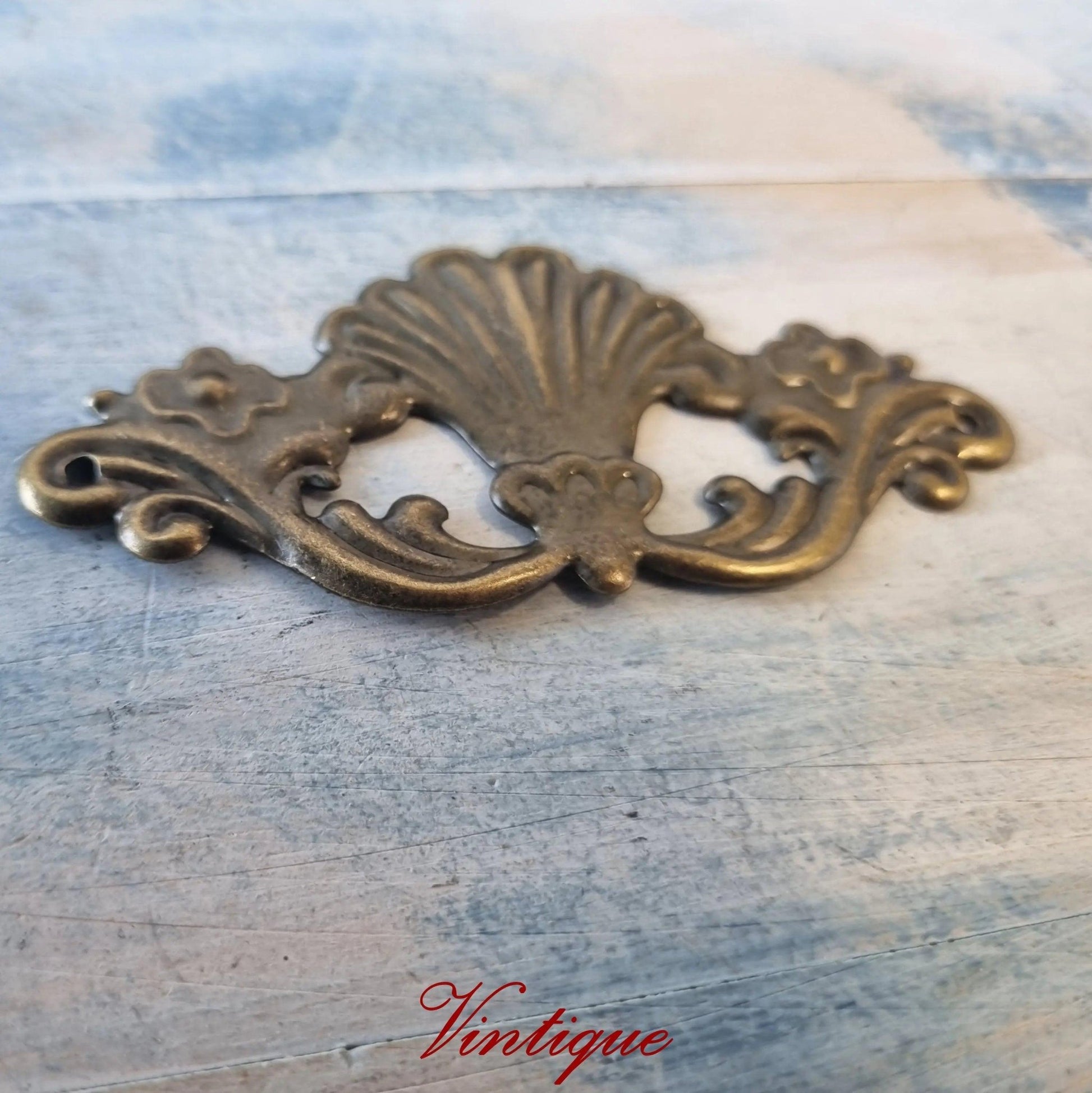 Large Scallop design metal decorative for cabinet furniture-Vintique Concepts